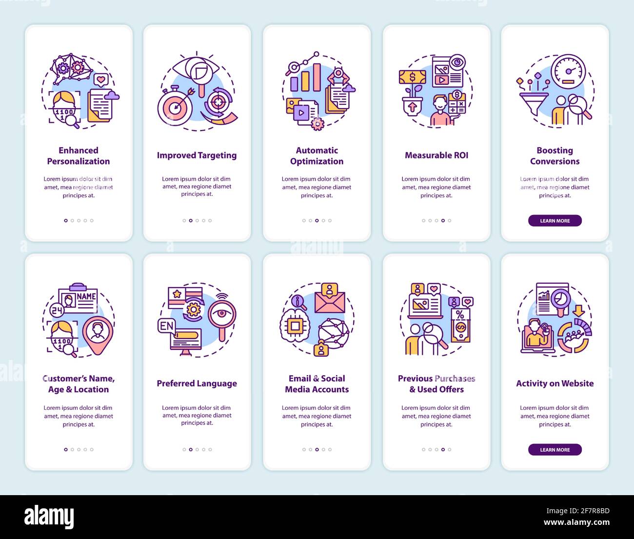 Smart content onboarding mobile app page screen with concepts set Stock ...