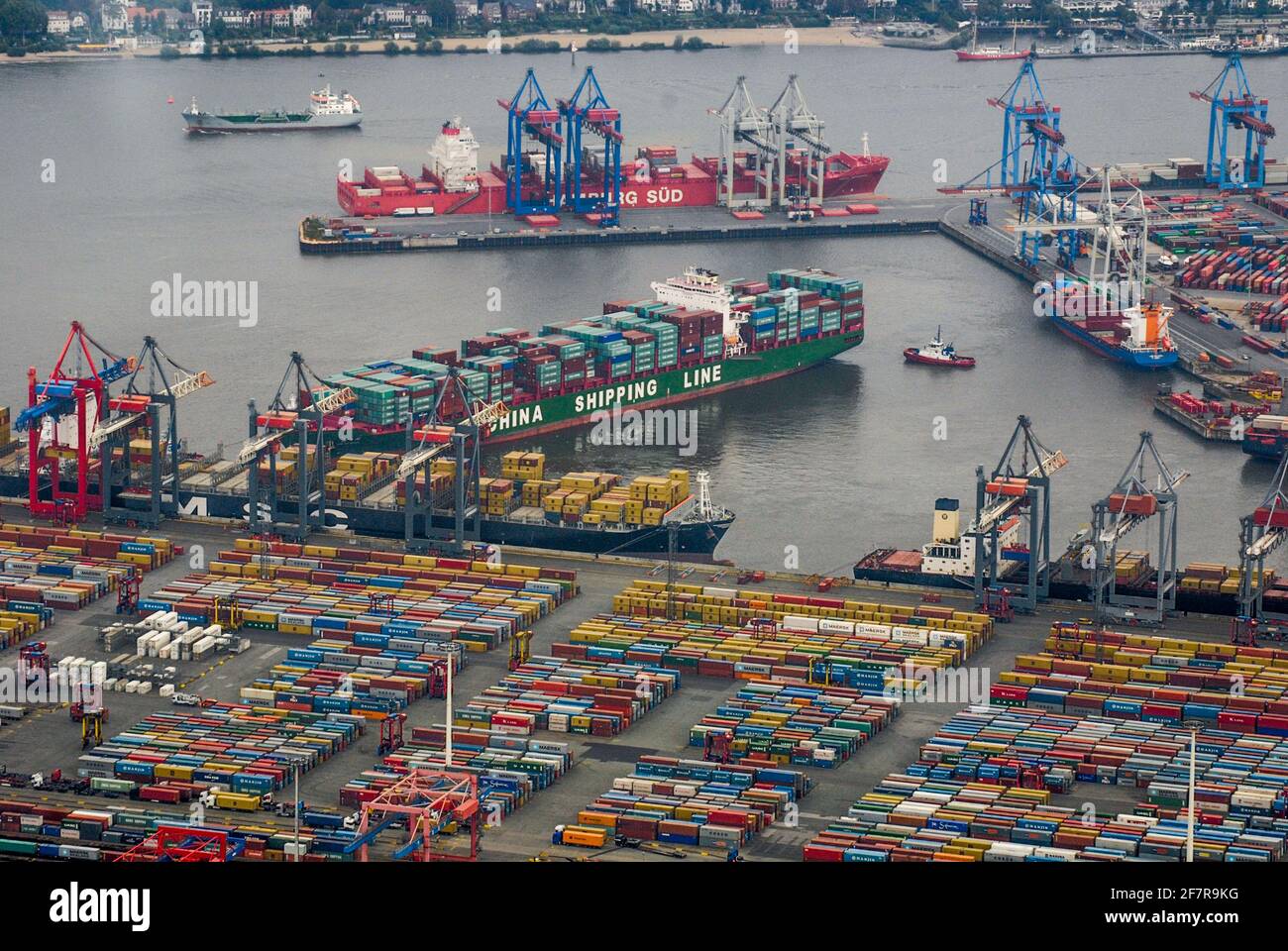 Der HHLA Container Terminal Altenwerder (CTA) ist  eines der weltweit modernsten Containerterminals. Es gehört der Hamburger Hafen und Logistik AG Stock Photo