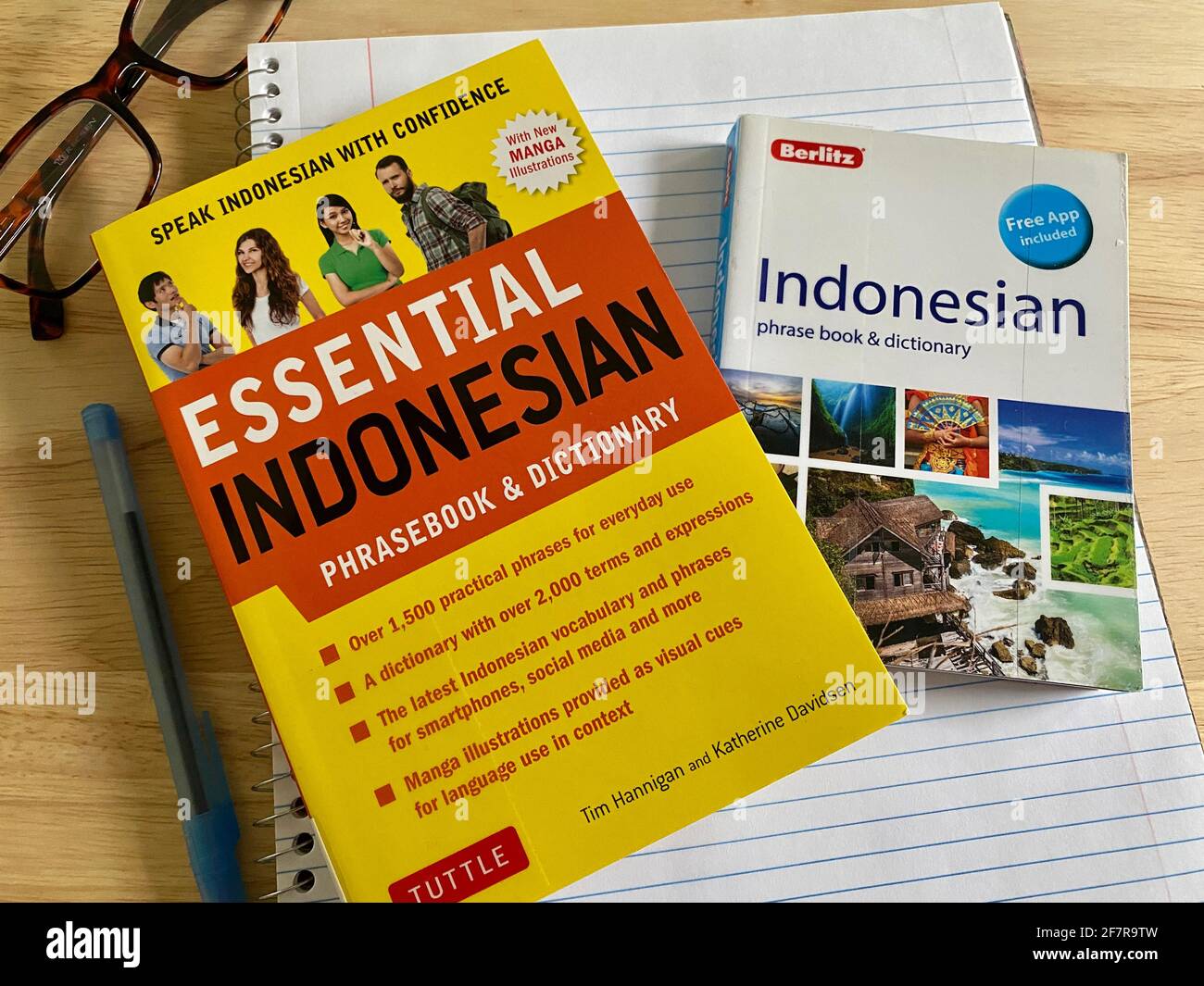 Two Indonesian language phrasebooks and dictionaries Stock Photo Alamy