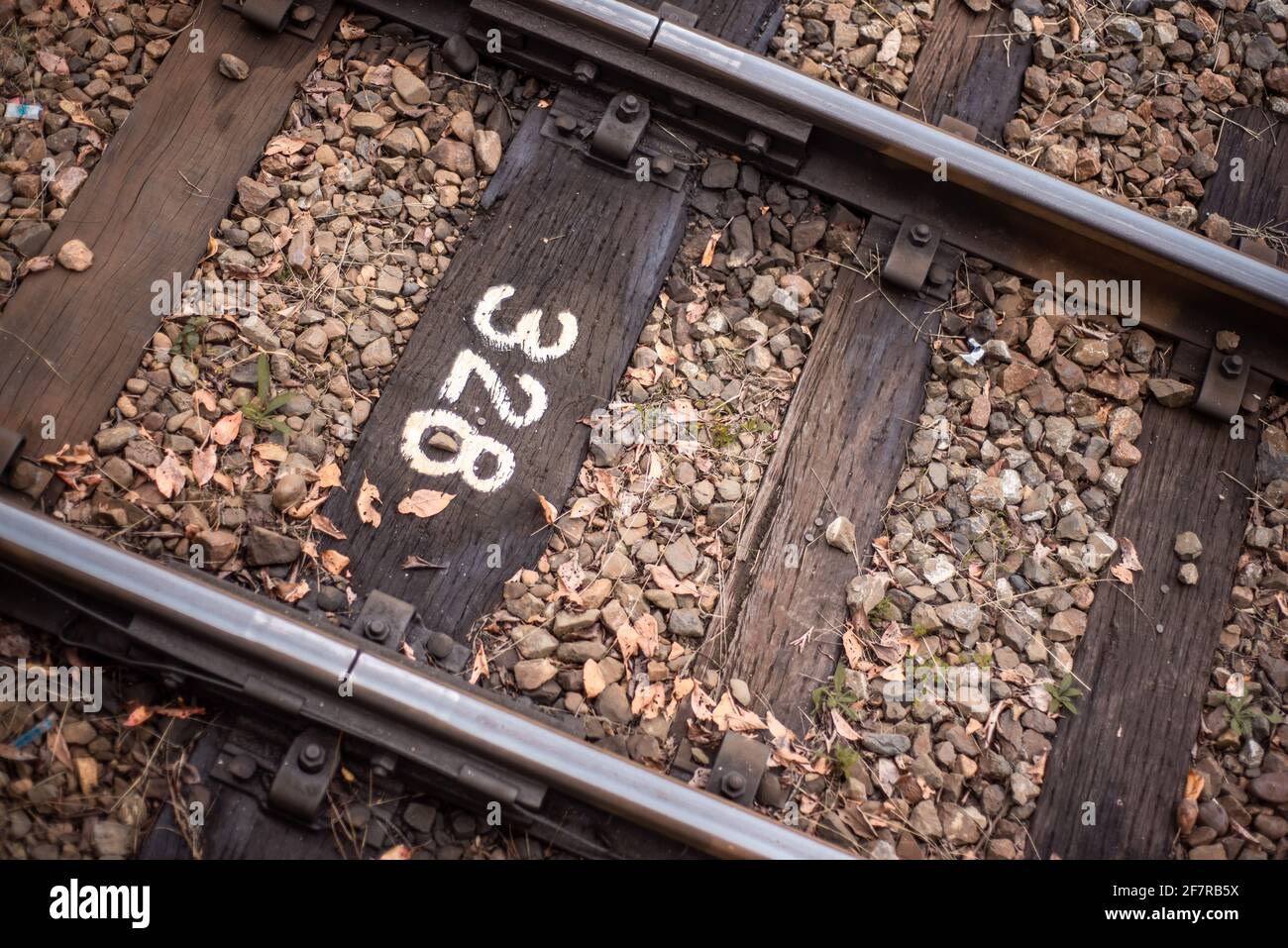 Number Marking n Train Railway Track Stock Photo