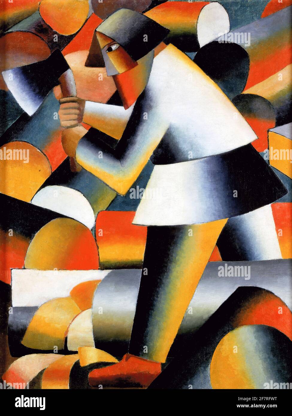 Kazimir Malevich. Painting entitled 'The Woodcutter' by the Russian avant-garde artist, Kazimir Severinovich Malevich (1879-1935),  oil on canvas, 1912 Stock Photo