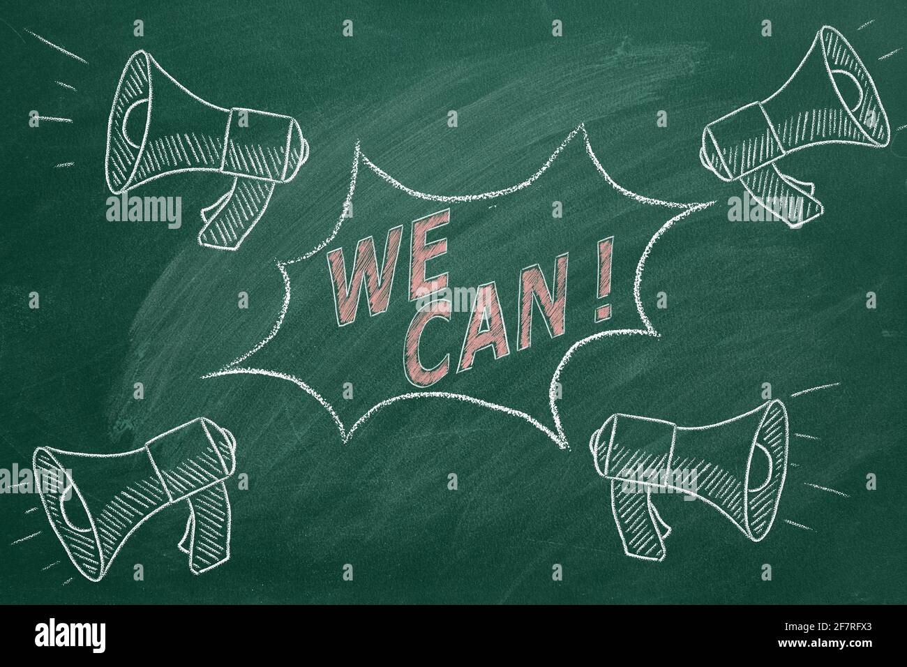 We Can Four loudspeakers with text WE CAN. Business motivational inspirational ...