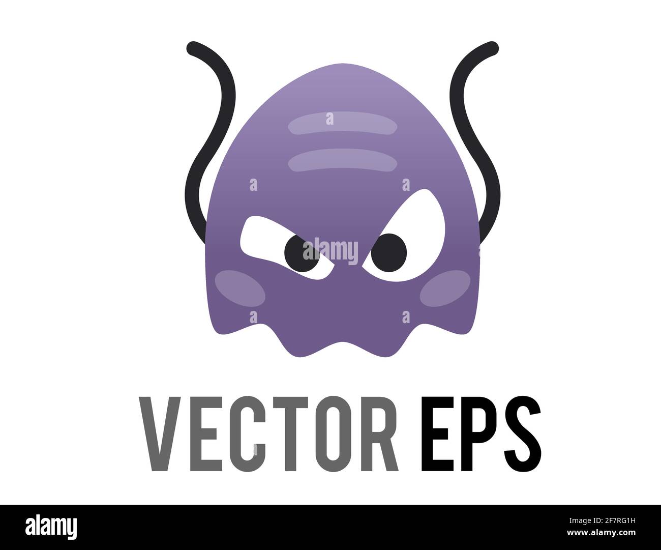 The isolated vector classic game gradient purple alien monster 8-bit graphic icon Stock Vector