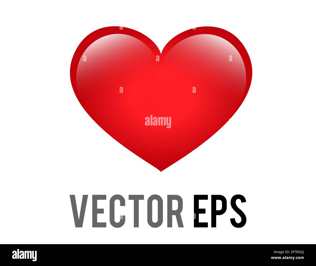 The isolated vector classic love red glossy heart icon, used for expressions of love passion and romance Stock Vector