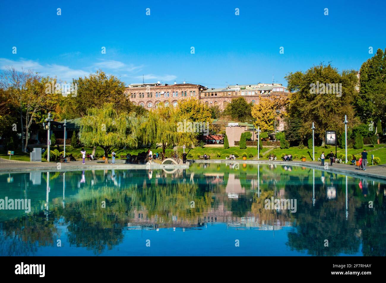 Yerevan, Armenia - October 31, 2019: Swant Lake, a popular park among locals in Yerevan, Armenia Stock Photo