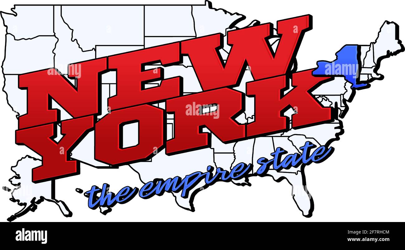 new york state. Vector illustration with US new york state on american