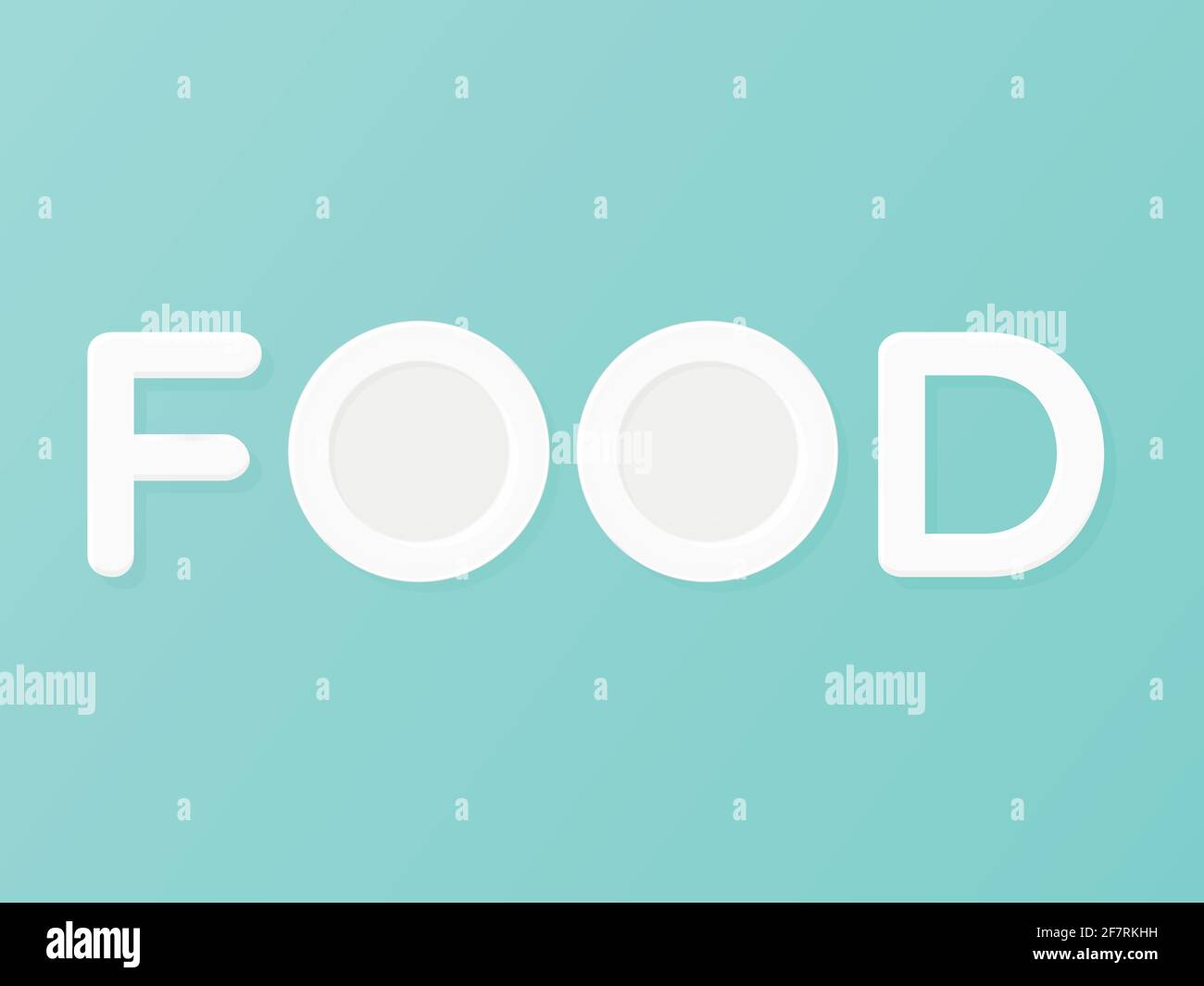 Food lettering. Two plates substituting the letter 