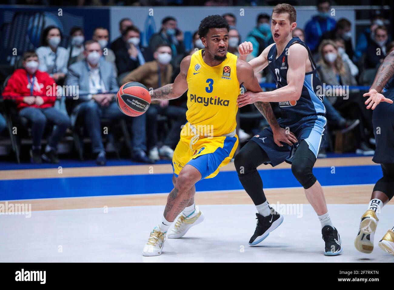 09-04-2021: Basketbal: BC Zenit Saint Petersburg v Maccabi Tel Aviv: Sint Petersburg SAINT PETERSBURG, RUSSIA - APRIL 9: Chris Jones of BC Maccabi Tel Stock Photo