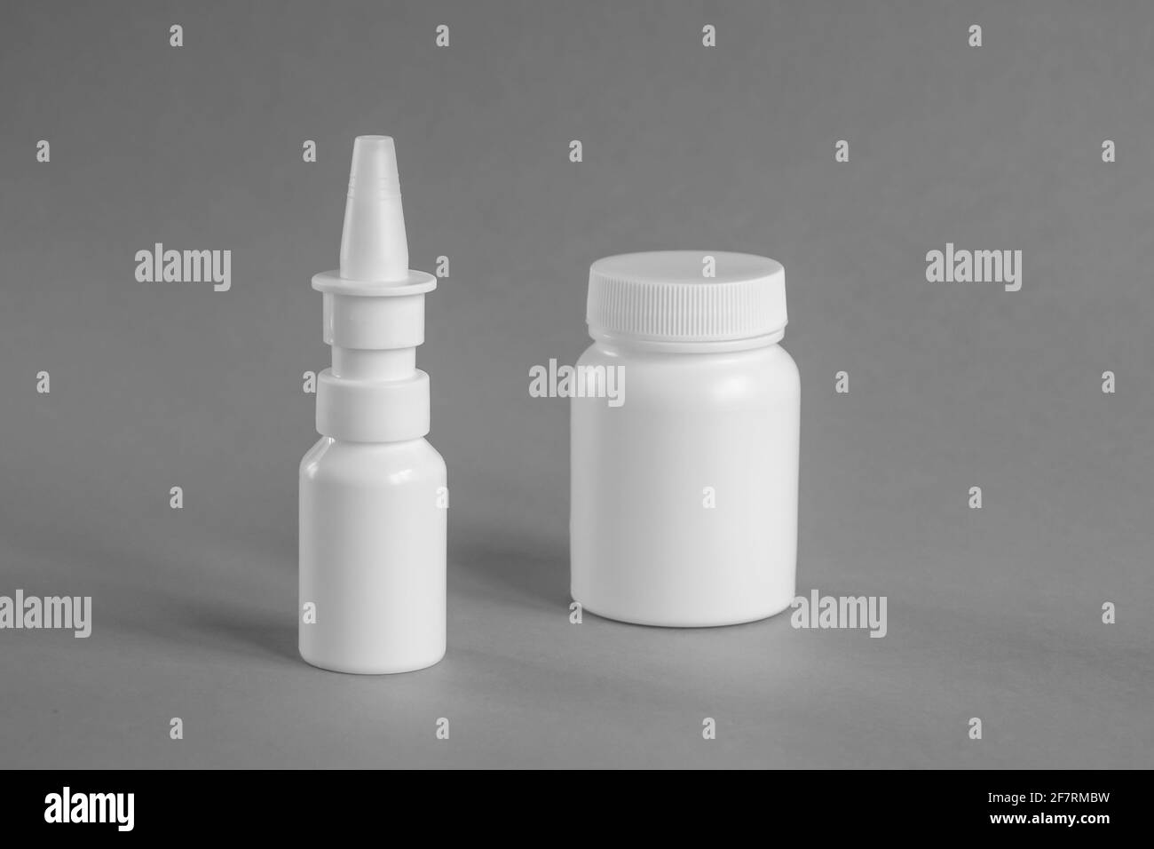 Blank Medicine bottle. White plastic medical containers for medicines