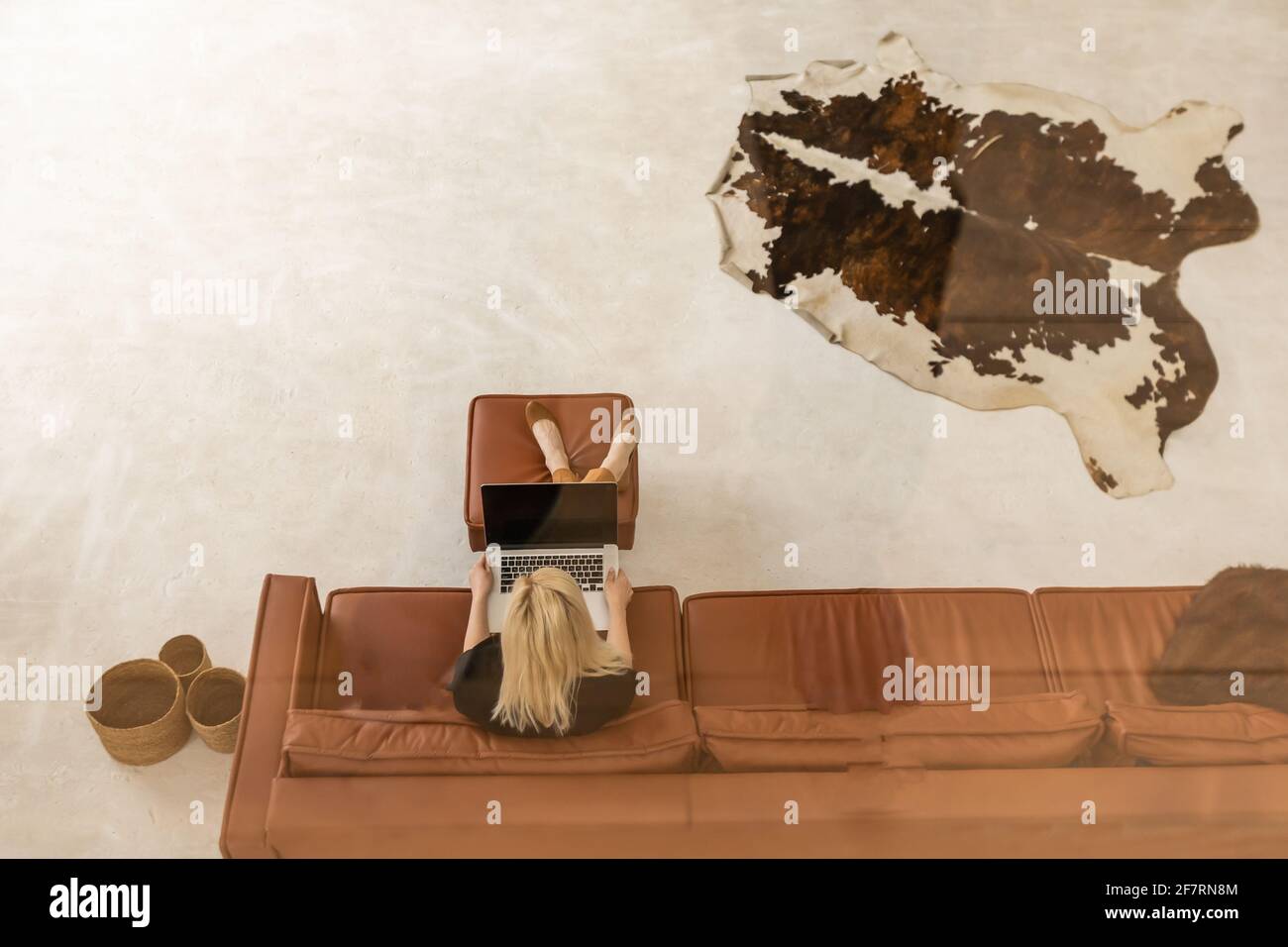 young beautiful woman using a laptop computer at home Stock Photo - Alamy