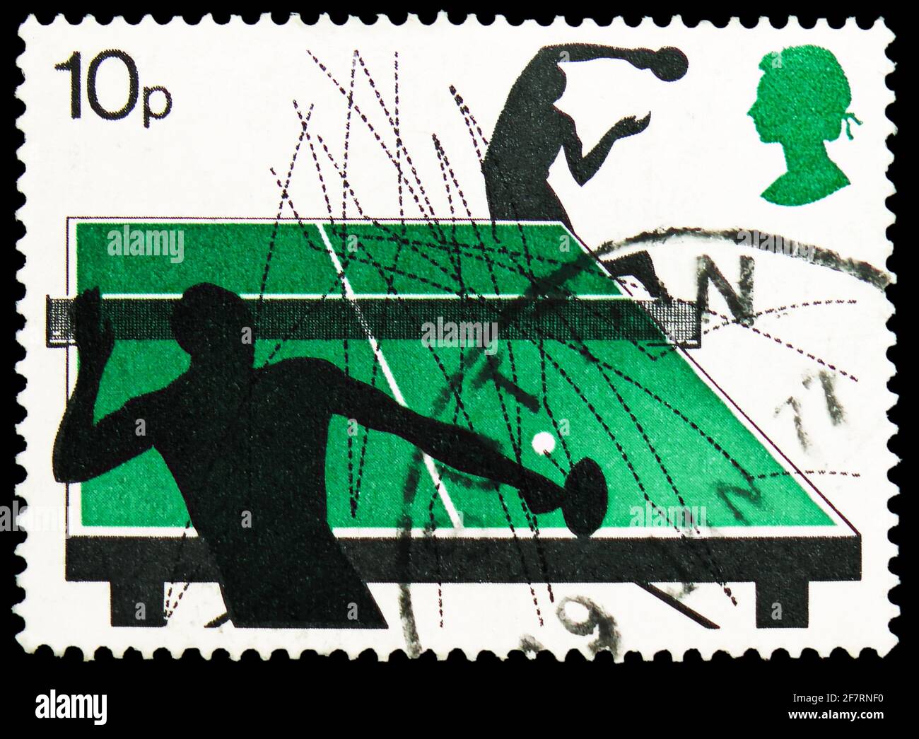 MOSCOW, RUSSIA - JANUARY 17, 2021: Postage stamp printed in United Kingdom shows Table Tennis, Racket sports serie, circa 1977 Stock Photo