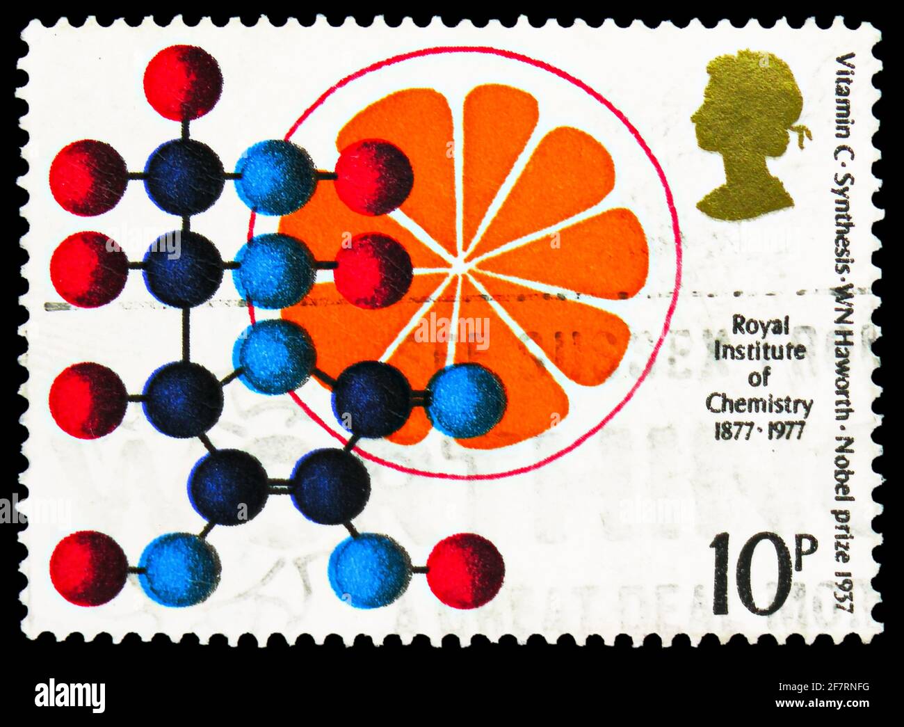 MOSCOW, RUSSIA - JANUARY 17, 2021: Postage stamp printed in United Kingdom shows Vitamin C - Synthesis, Royal Institute of Chemistry Centenary serie, Stock Photo