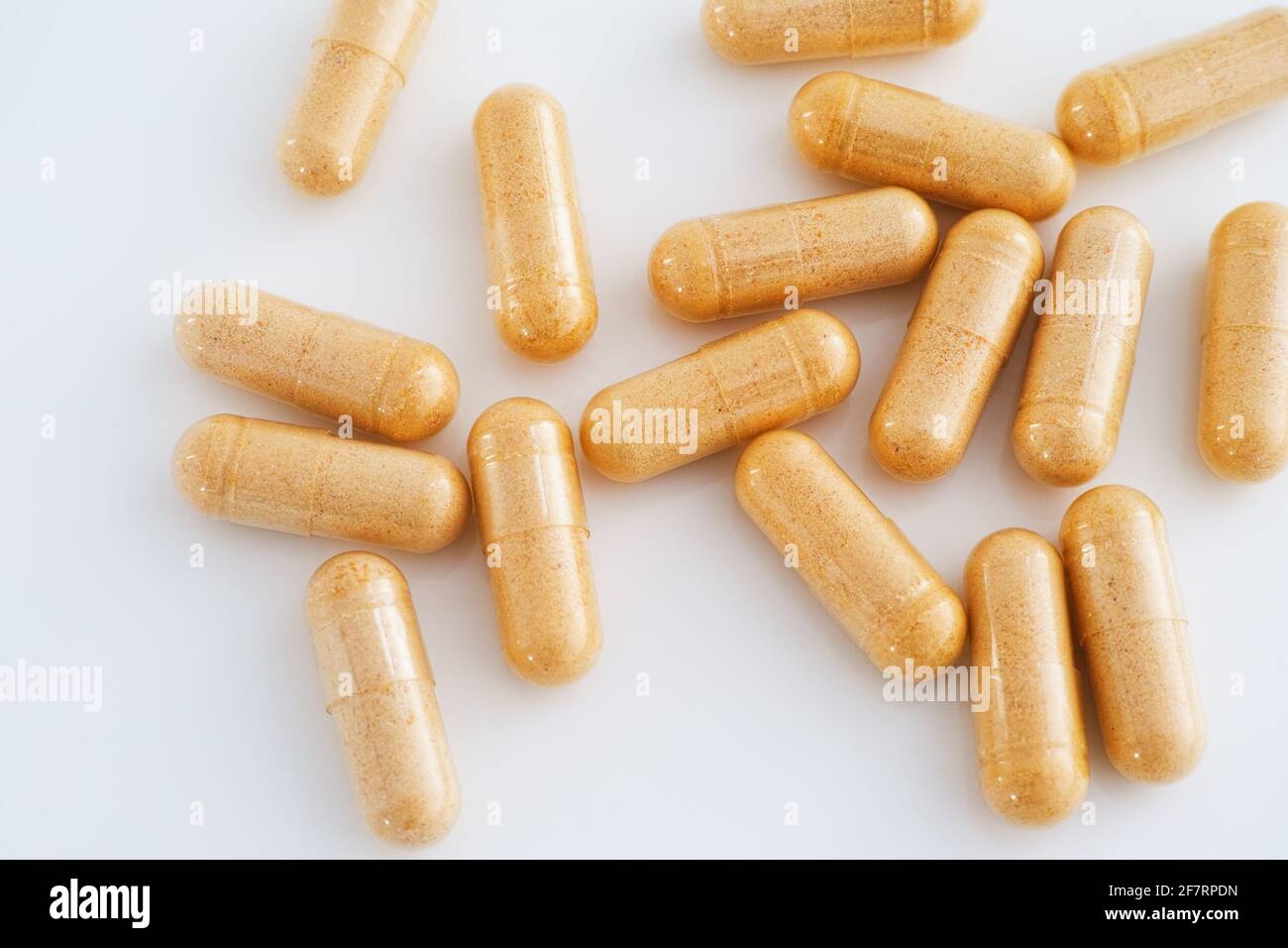 Vitamin B complex capsules. Close up Stock Photo
