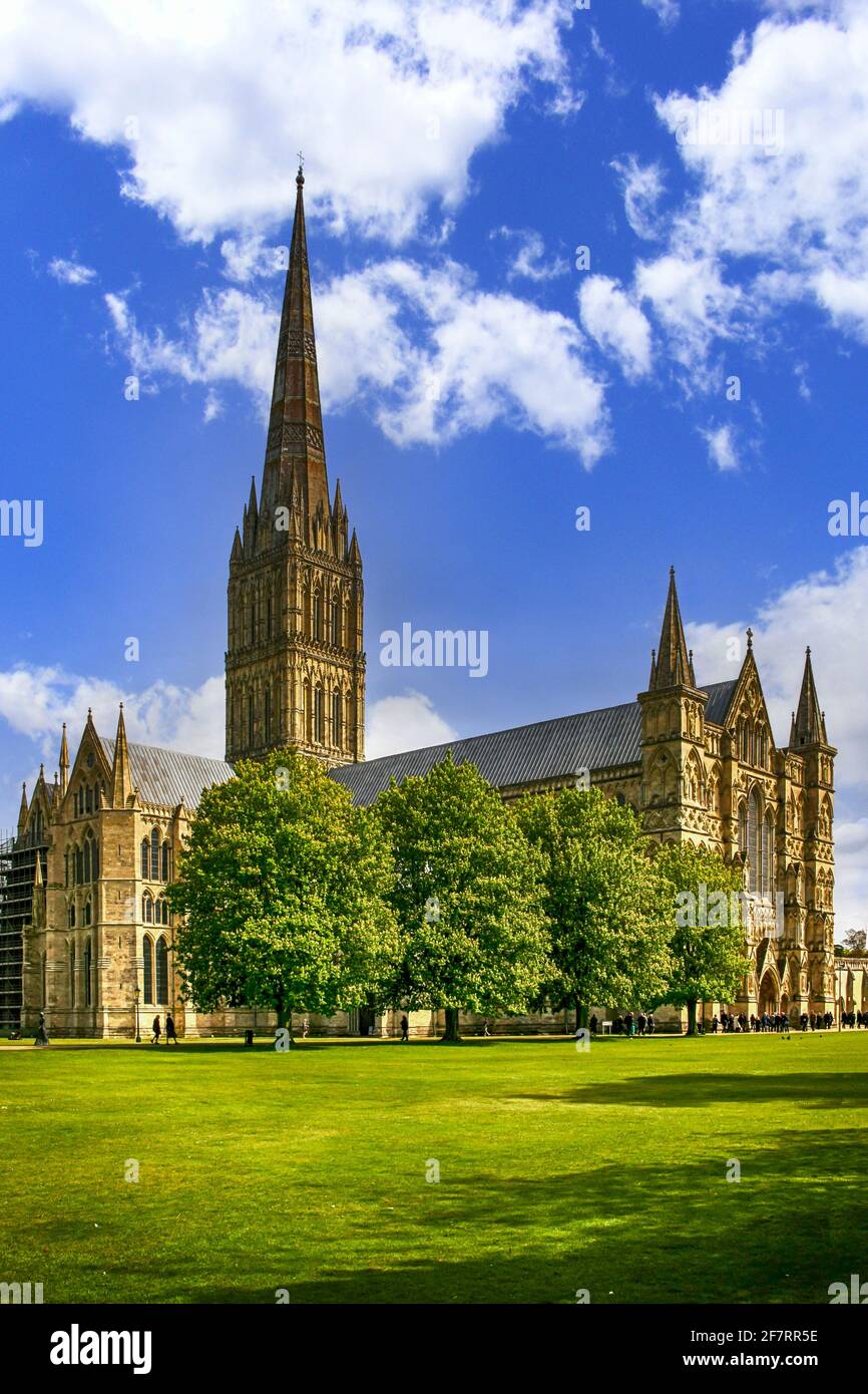A view of Salisbury Cathedral in Wiltshire England Stock Photo