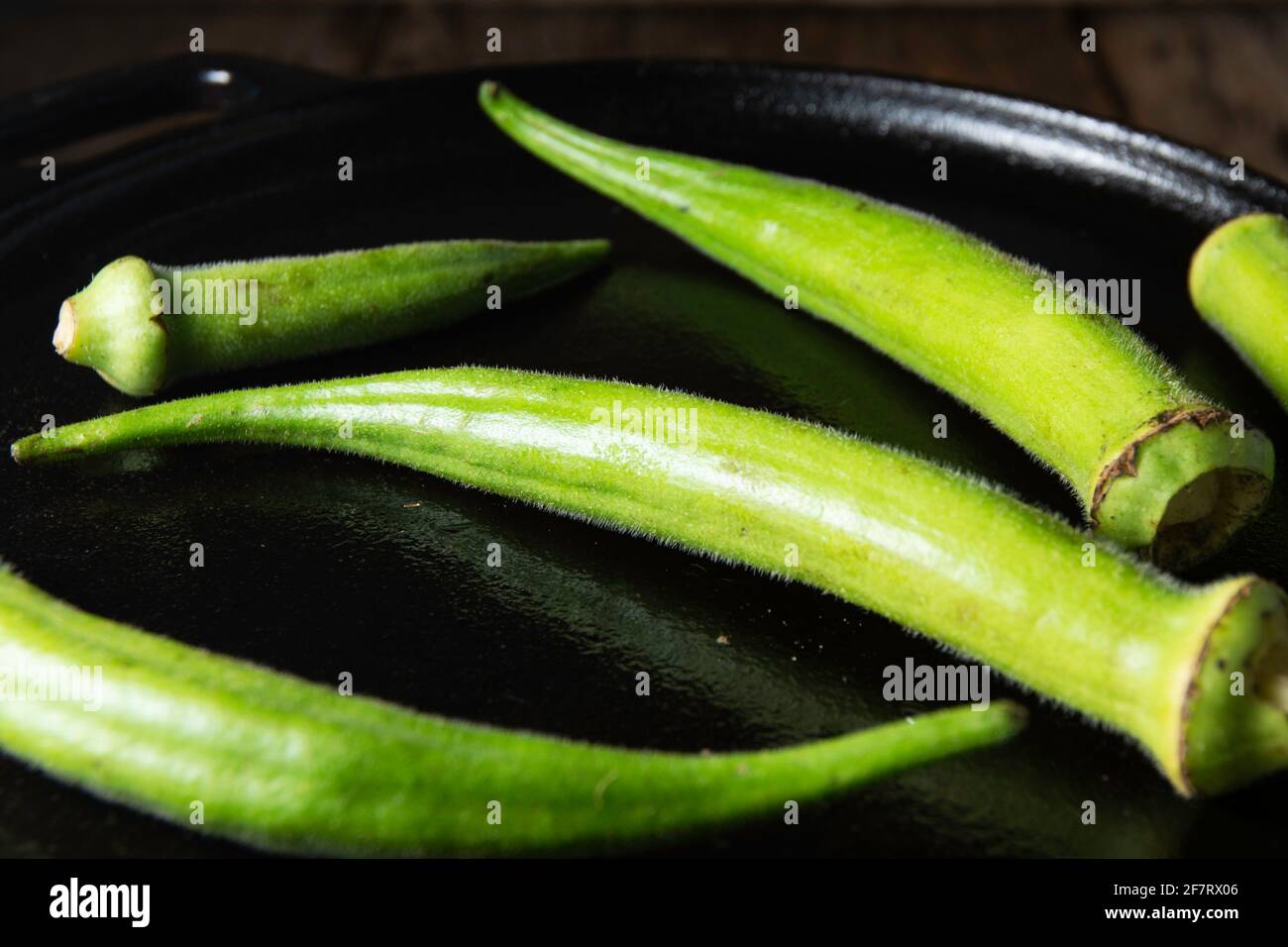 okra green vegetable, food Stock Photo