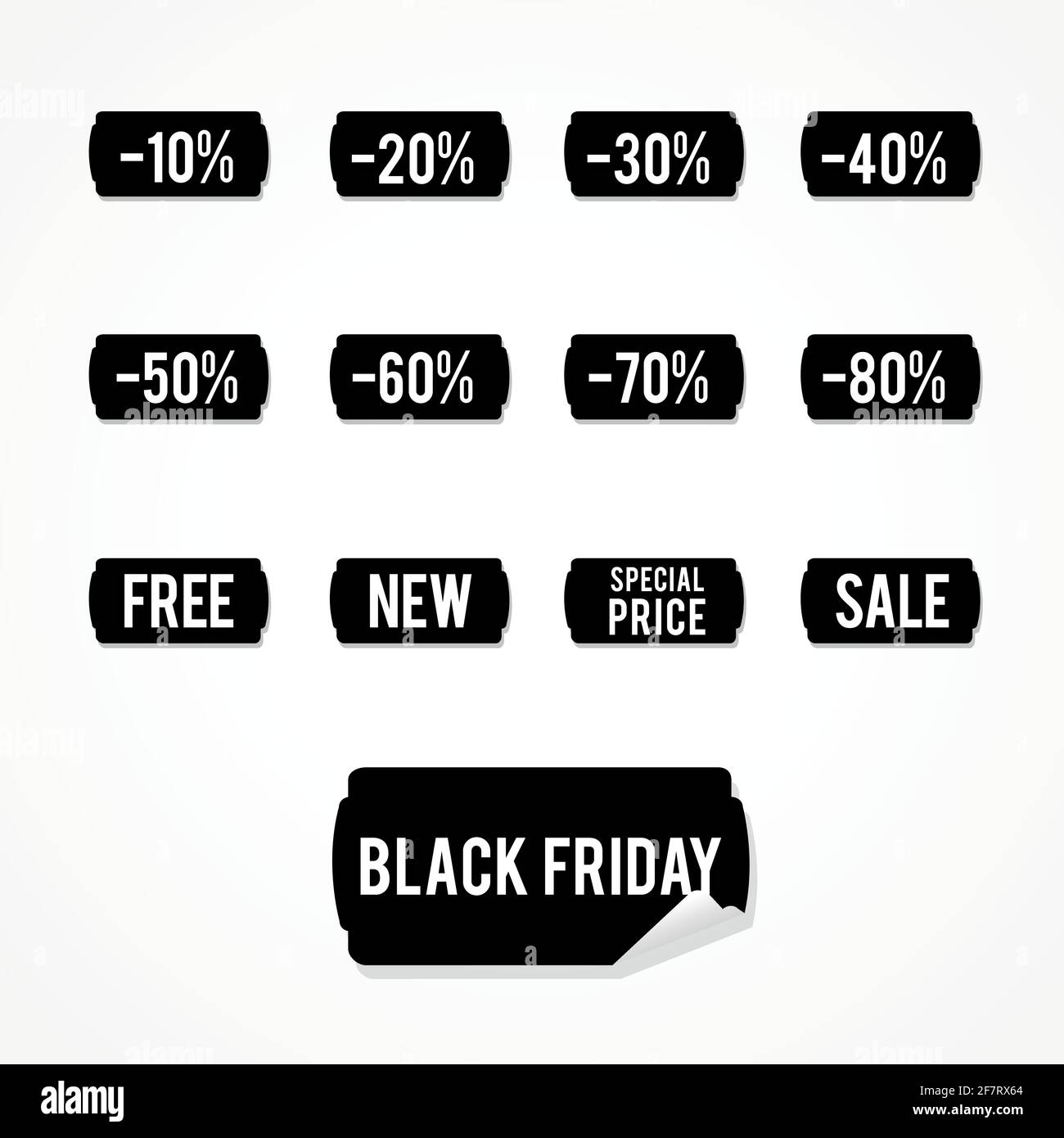 Set: black sale labels. Black Friday. Vector illustration, flat design Stock Vector