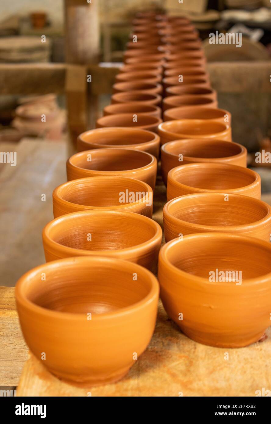 Ceramic manufacture visit, Azores travel destination, vases, jars and