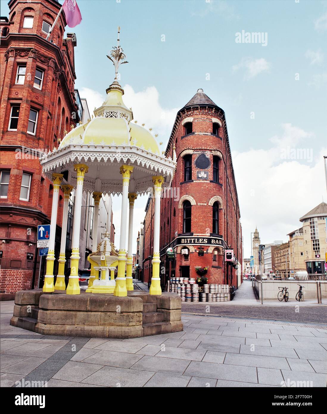 Bittles Bar & fountain Victoria st Belfast Medium format film street