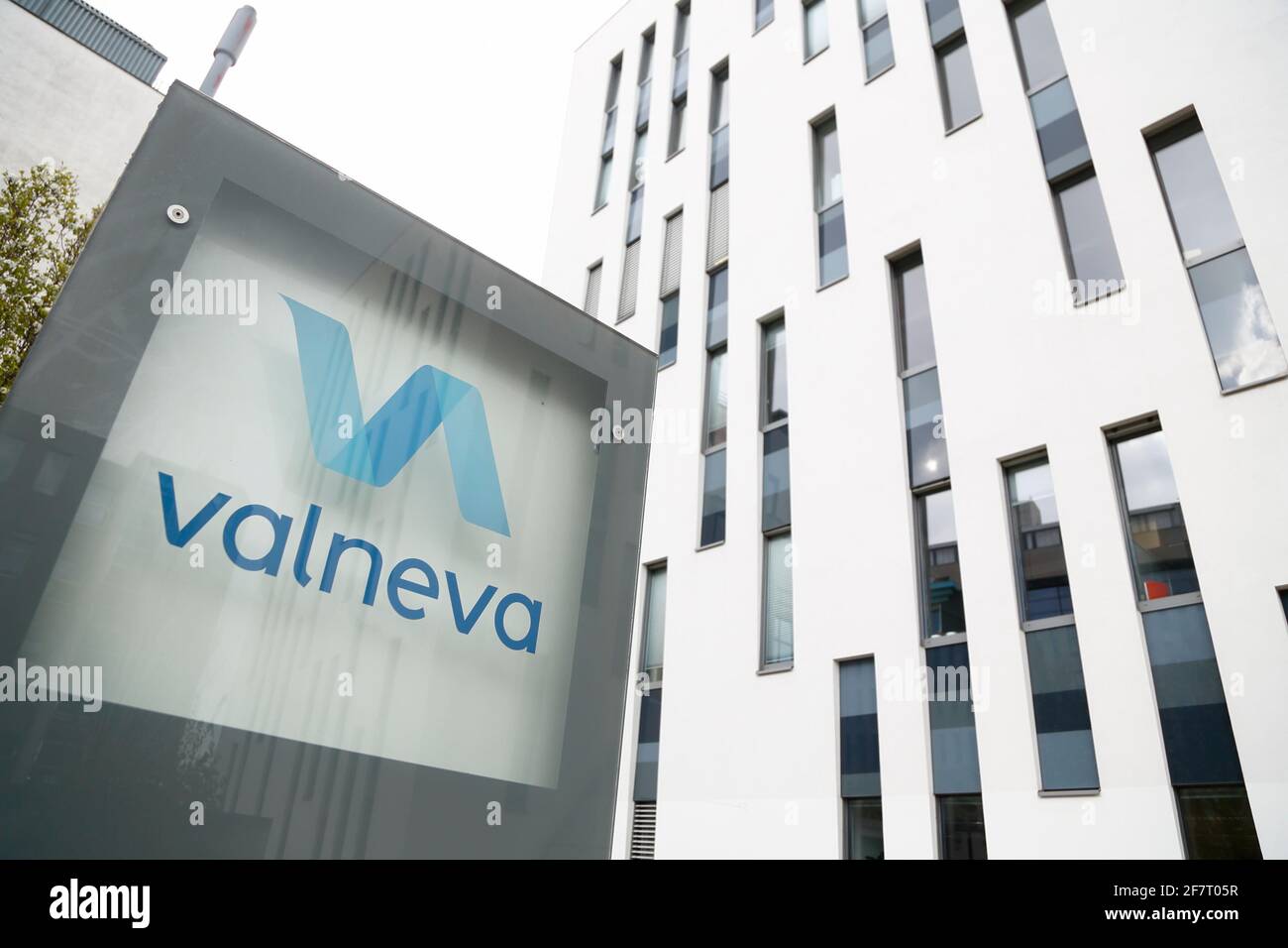 Valneva SE is a French biotech company developing and commercializing vaccines for infectious diseases including one for Covid-19 in Wien, Austria on April 8, 2021. (Photo by Vienna Report/Sipa USA) Stock Photo
