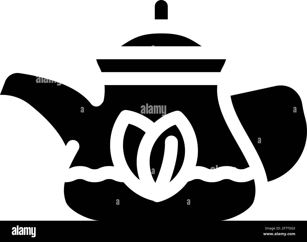green tea in teapot glyph icon vector illustration Stock Vector
