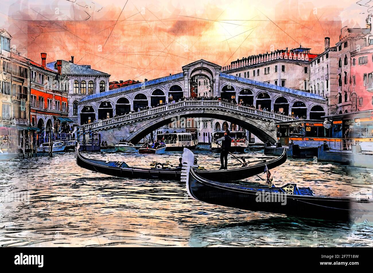 Rialto Bridge Venice Italy  Theodor Decker  Drawings  Illustration  Buildings  Architecture Landmarks National Monuments  ArtPal