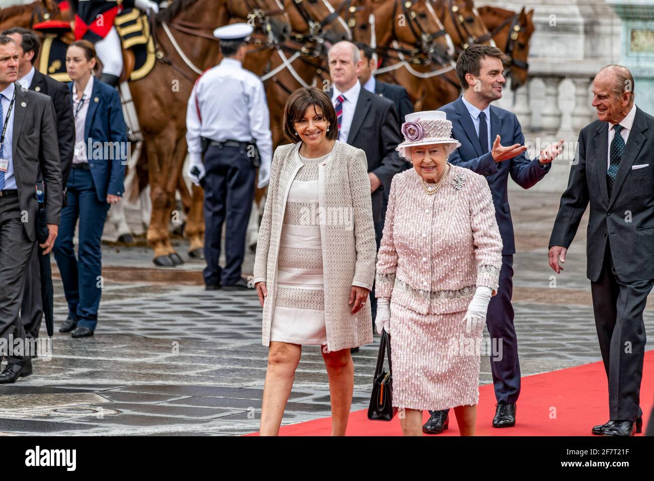 Paris, France. 7th June, 2014. Queen Elizabeth II accompanied by Prince Philip is the host of the City of Paris for the last day of her state visit. Stock Photo