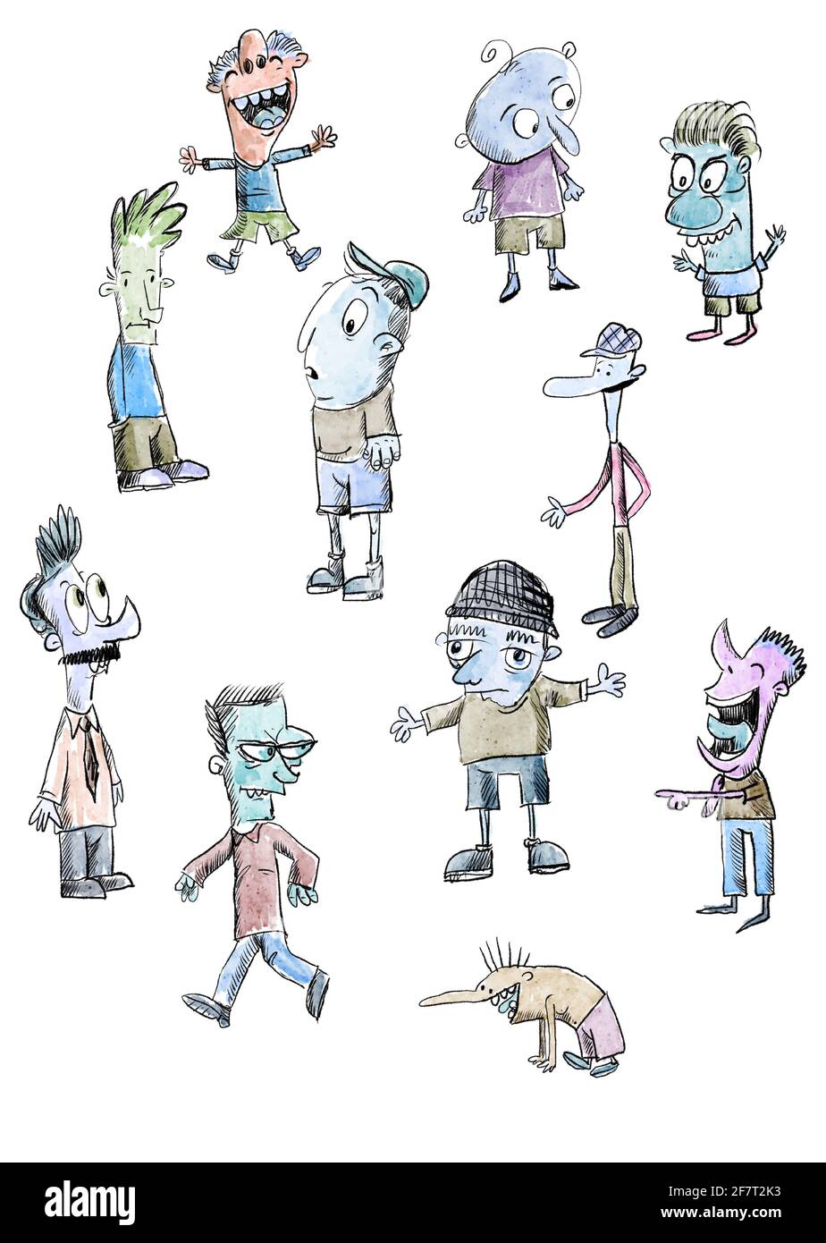 assorted cartoon characters illustration art Stock Photo - Alamy