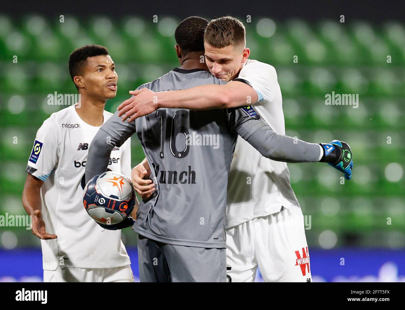 Soccer Football Ligue 1 Metz V Lille Stade Saint Symphorien Metz France April 9 2021 Lille S Mike Maignan And Sven Botman Celebrate After The Match Reuters Christian Hartmann Stock Photo Alamy