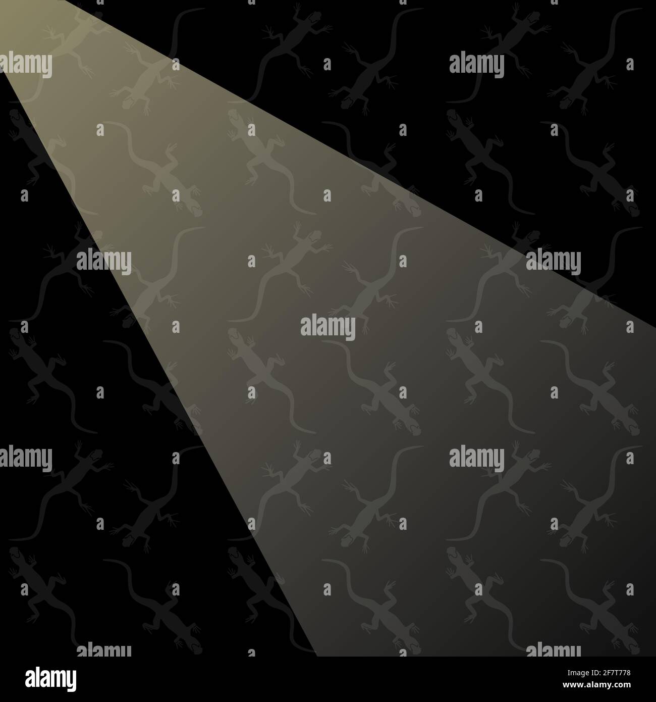 Grey lizards on black background pattern with light ray option vector illustration Stock Vector