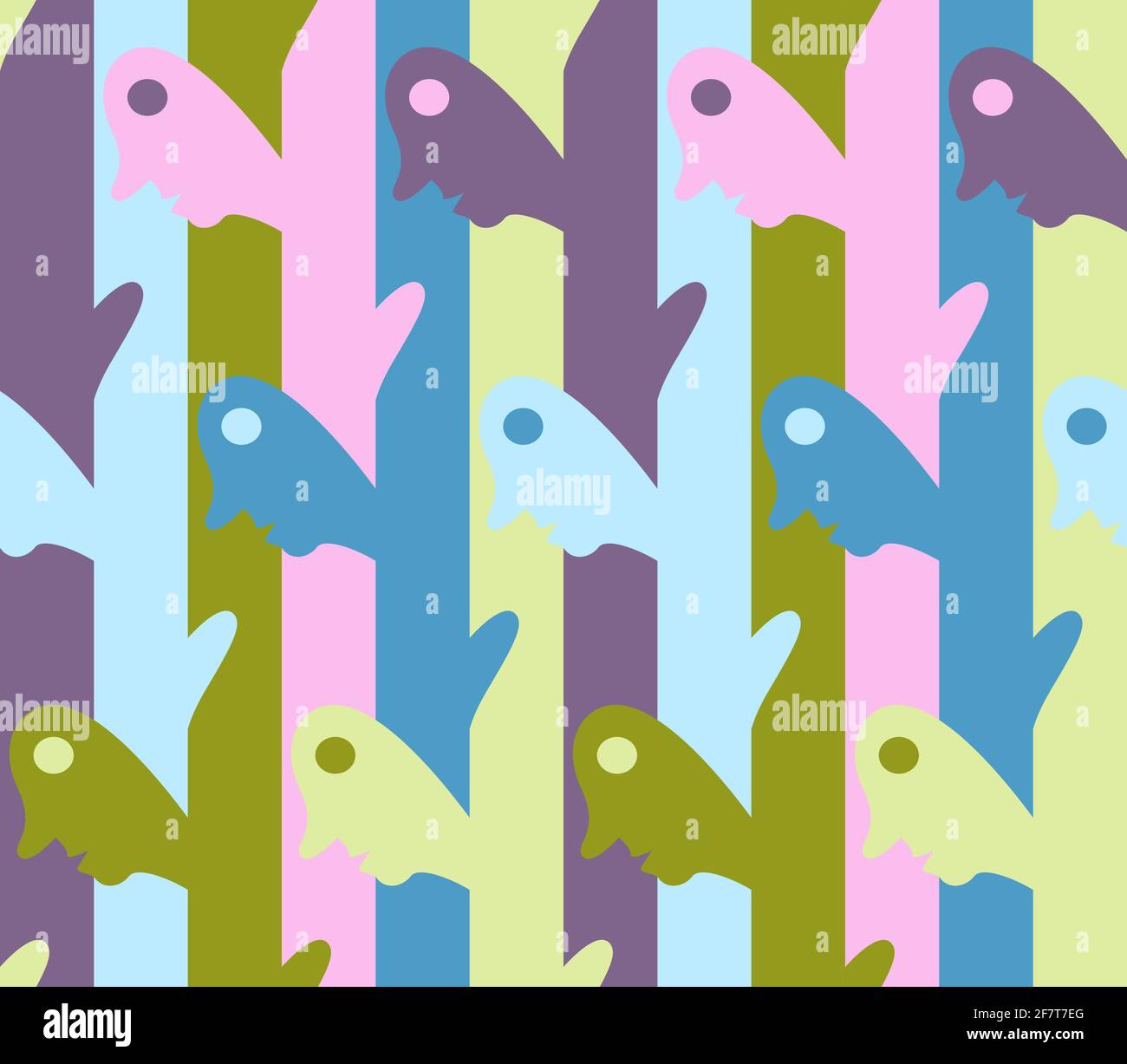 colored vector seamless pattern of abstract faces simple style Stock Vector