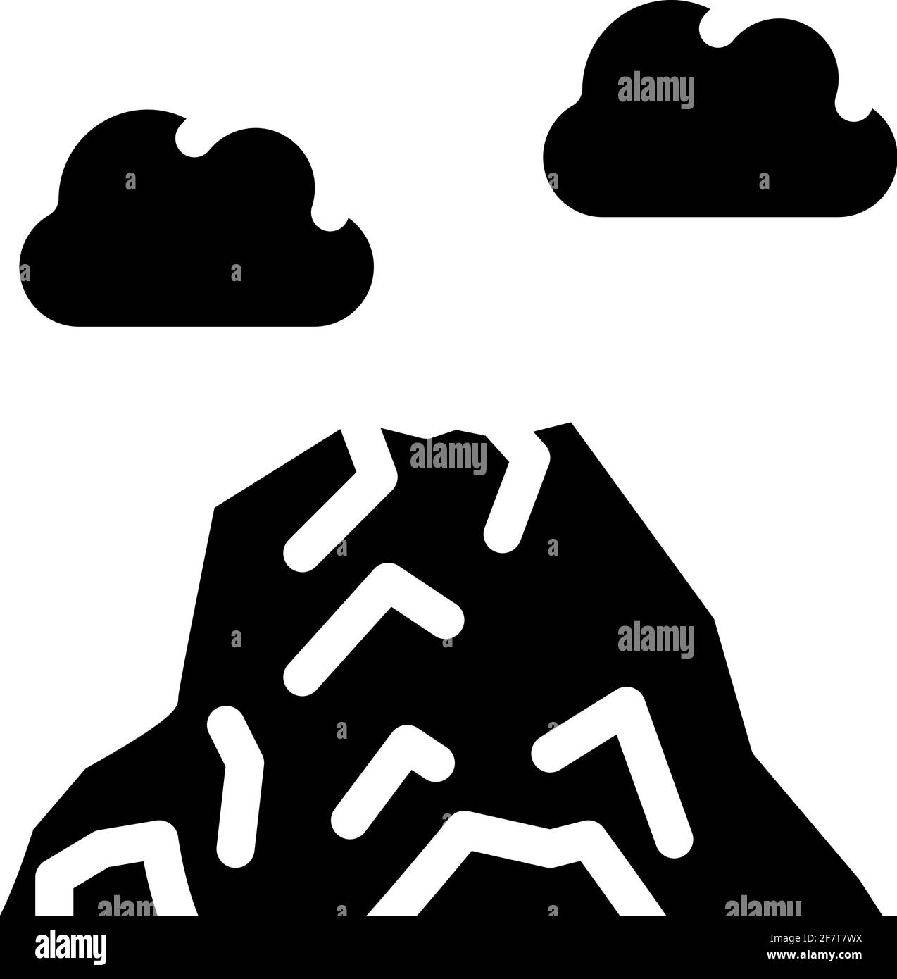 volcano mountain glyph icon vector illustration black Stock Vector ...