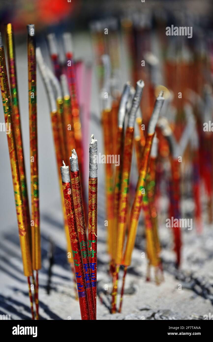 Incense sticks in a big censer-Dafo Si-Great Buddha Temple. Zhangye-Gansu-China-1281 Stock Photo