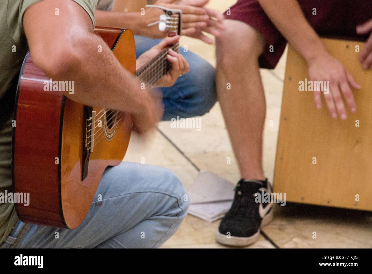 Group Of People Playing Music In The Street Stock Photo