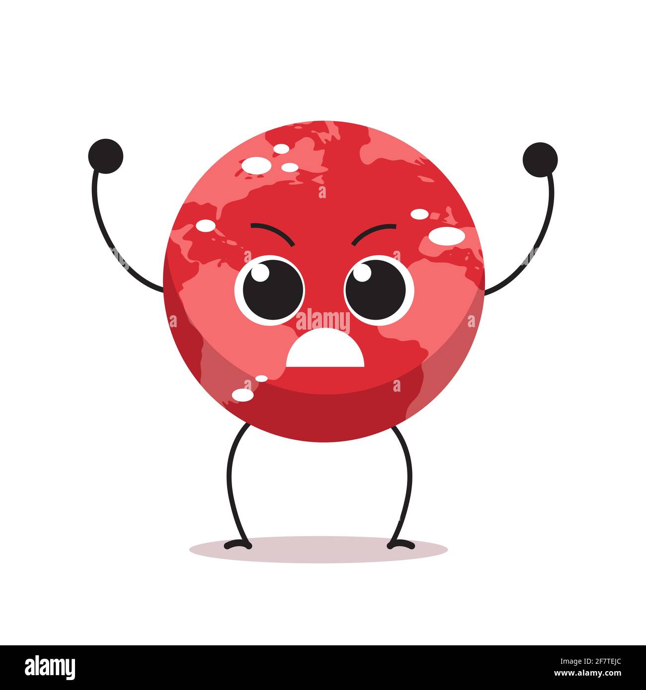 angry red earth character cartoon mascot globe personage say no plastic climate change global warming save planet concept isolated Stock Vector
