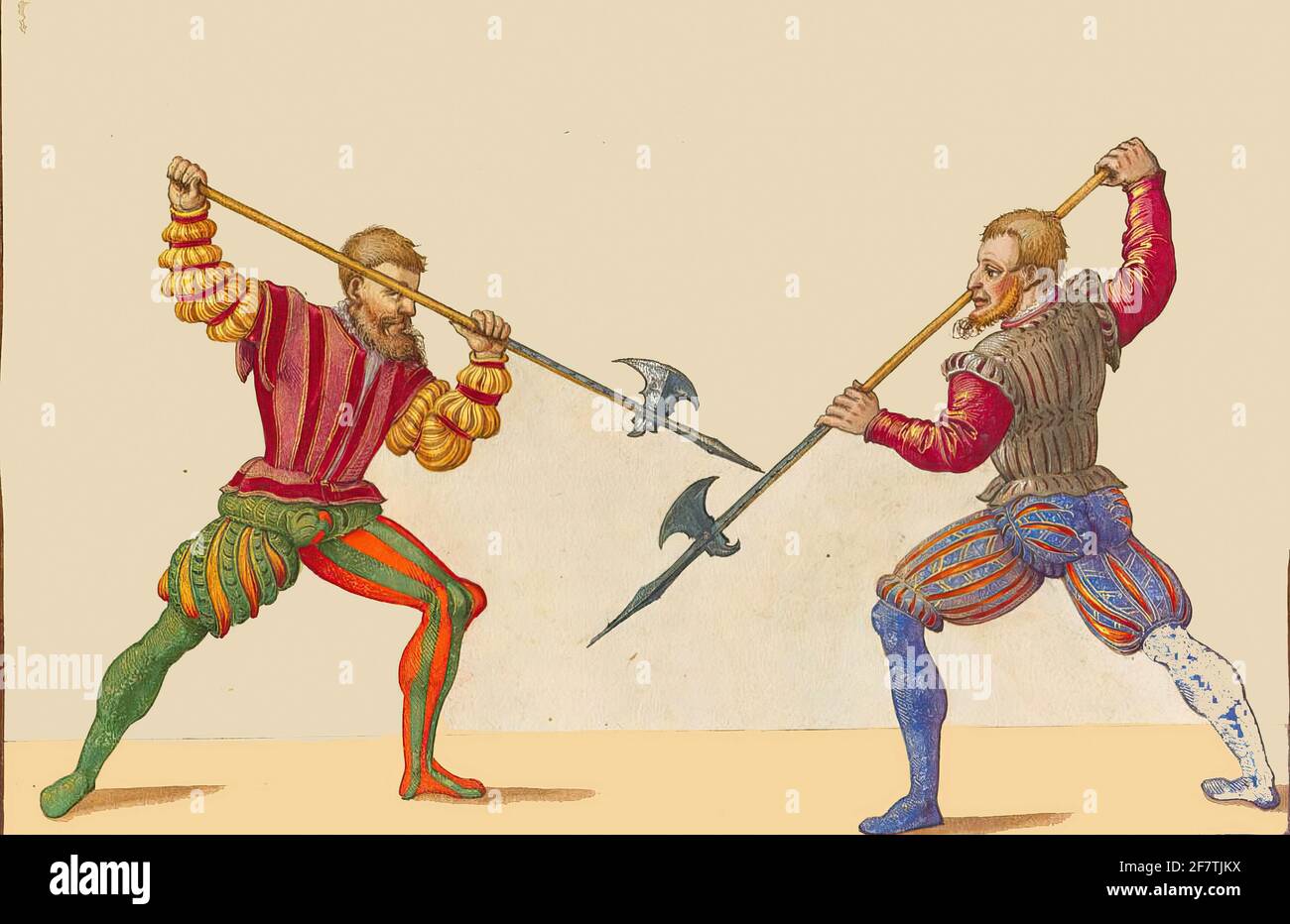 Illustration of two soldiers practicing german martial arts Stock Photo