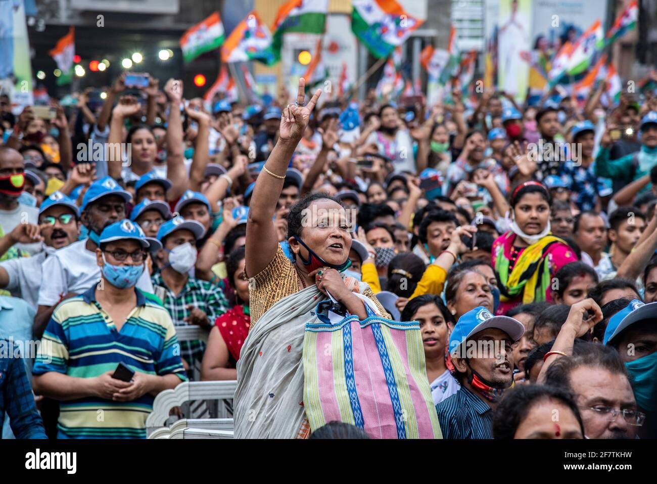 Kolkata, India. 08th Apr, 2021. 8 April 2021 - Election campaign of west Bengal assembly election by different leading political parties before 4th phase of election at Kolkata. (Photo by Amlan Biswas/Pacific Press/Sipa USA) Credit: Sipa USA/Alamy Live News Stock Photo