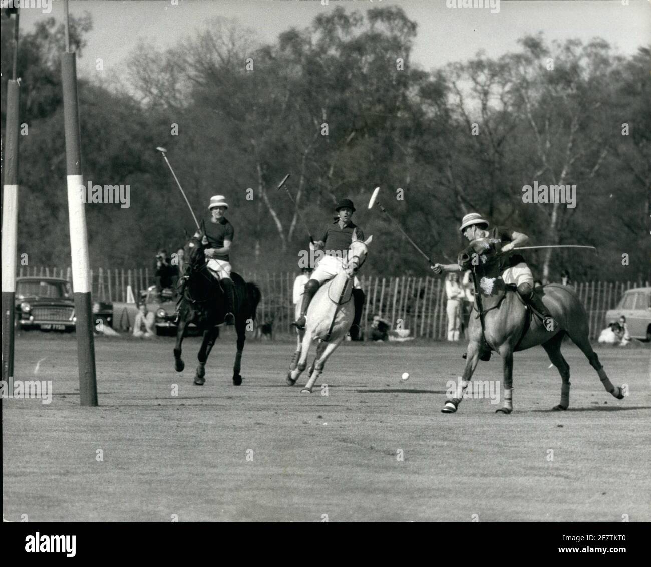 ALL IN THE FAMILY: May 3, 1971, Henley-on-Thames, Oxfordshire, England: Royal father and son are polo rivals. A scoring shot from CHARLES, Prince of Wales who scored four goals for Friar Park at Windsor yesterday, against Windsor Park, whose team included his father, PRINCE PHILIP, and PRINCE WILLIAM of Gloucester. Friar Park won 8-3¾. Credit: Keystone Press Agency/ZUMA Wire/Alamy Live News Stock Photo