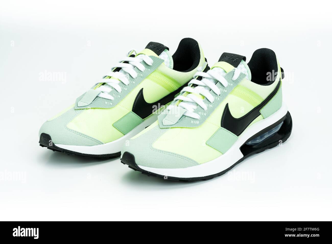 MONTERREY, MEXICO - Mar 29, 2021: Nike Air Max Pre-Day footwear in Liquid  Lime color, design with sustainable and recycled materials on a white  backgr Stock Photo - Alamy