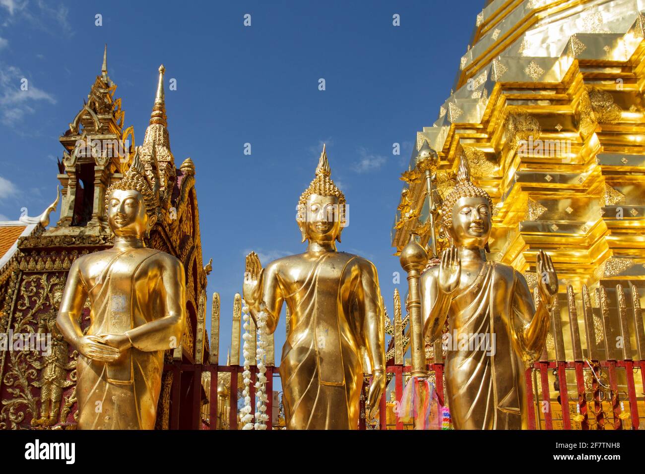 Buddha statues in Wat Phra That Doi Suthep in Chiang Mai, Thailand ...
