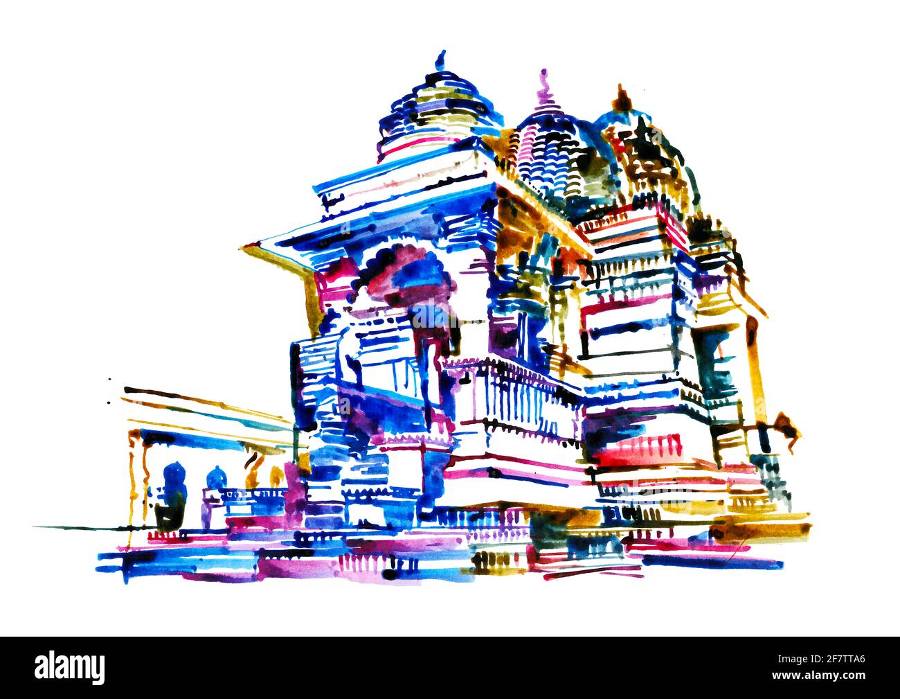 kalaram ramjanmabhumi ayodhya temple concept illustration art for shree ram temple nashik maharashtrra india colourful illustration temple art drawing Stock Photo