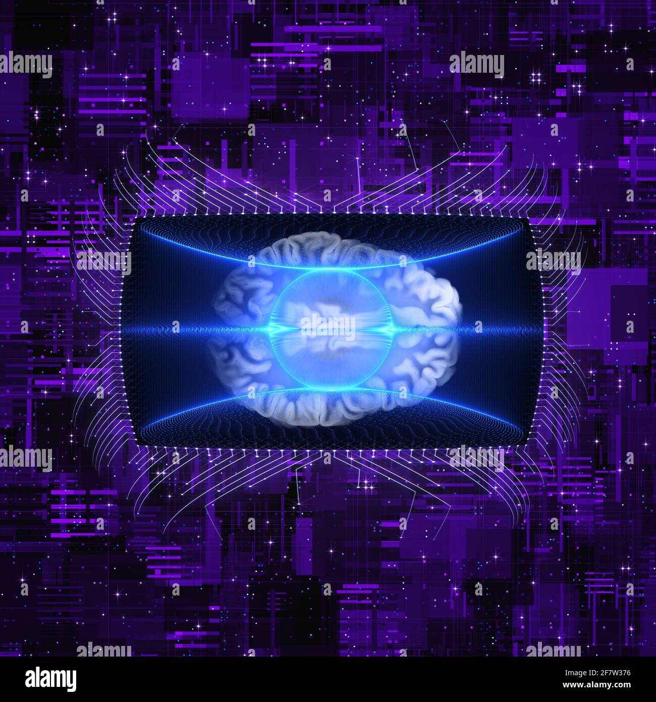 Futuristic digital brain glowing neural hi-res stock photography and ...