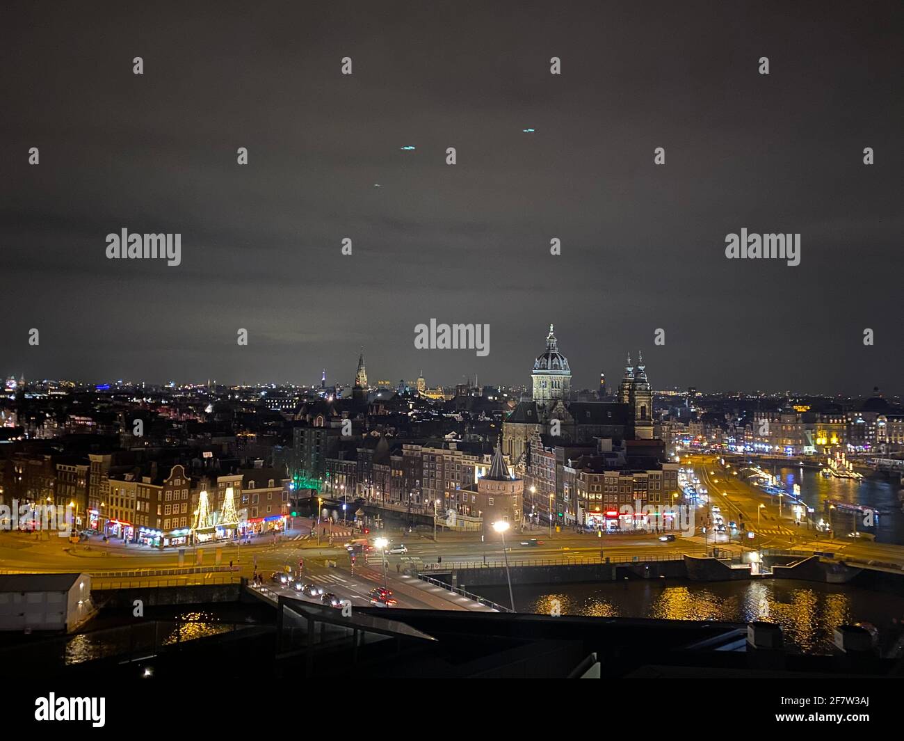 Evening cityscape of the city of Amsterdam Stock Photo