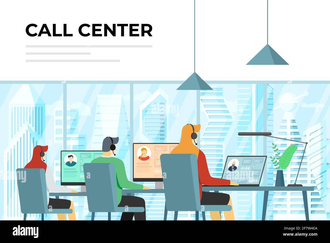 Call centre office workers Stock Vector Images Alamy