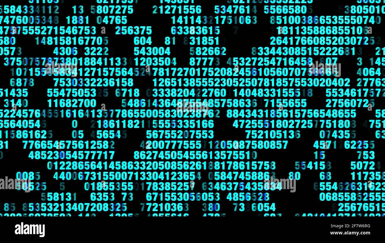 Technology background with digital Numbers Blinking in 3D Layers and ...