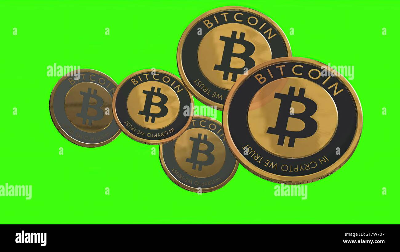 Bitcoin BTC the new virtual internet Cryptocurrency on green screen Stock  Photo - Alamy