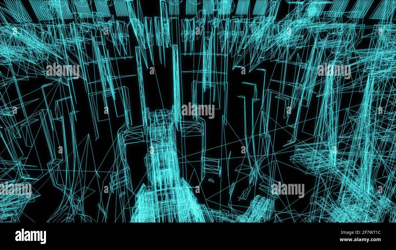 3d rendering - wire frame model of industrial buildings Stock Photo - Alamy