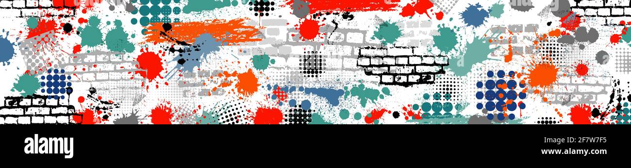 Horizontal background from blots. Long vintage background . Vector illustration Stock Vector