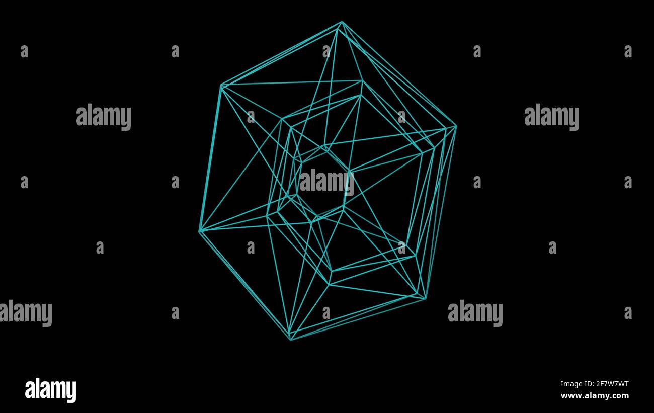 Complex abstract wire frame shape floats in black space Stock Photo - Alamy