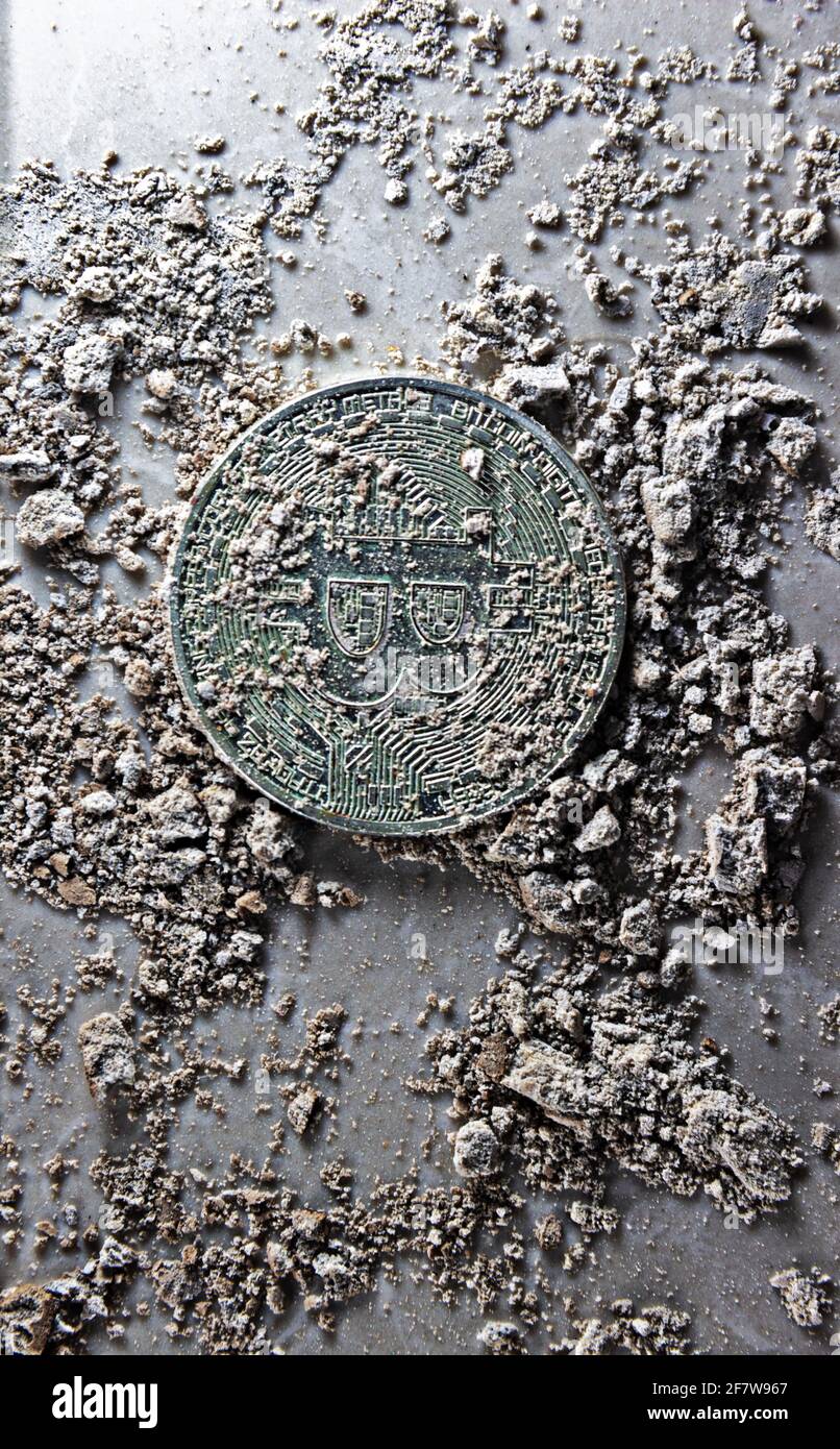 Bitcoin in dust of decay forgotten and lost. Cryptocurrency is no longer  needed Stock Photo - Alamy