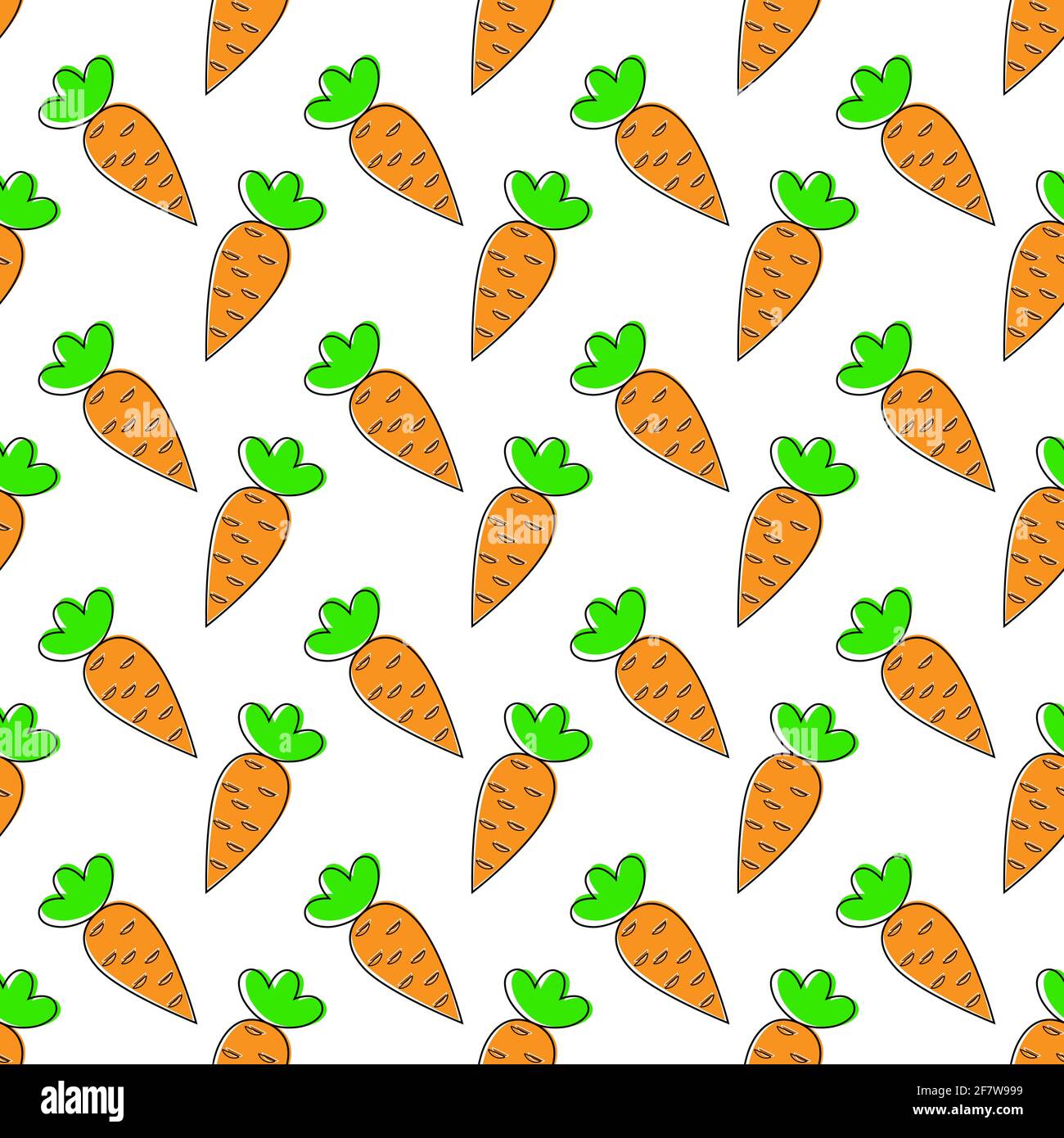 Carrot. Seamless pattern for texture, textiles, packaging, and simple backgrounds. Flat style. Stock Vector